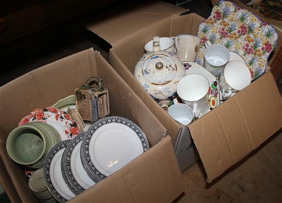 5 boxes mixed china & glass